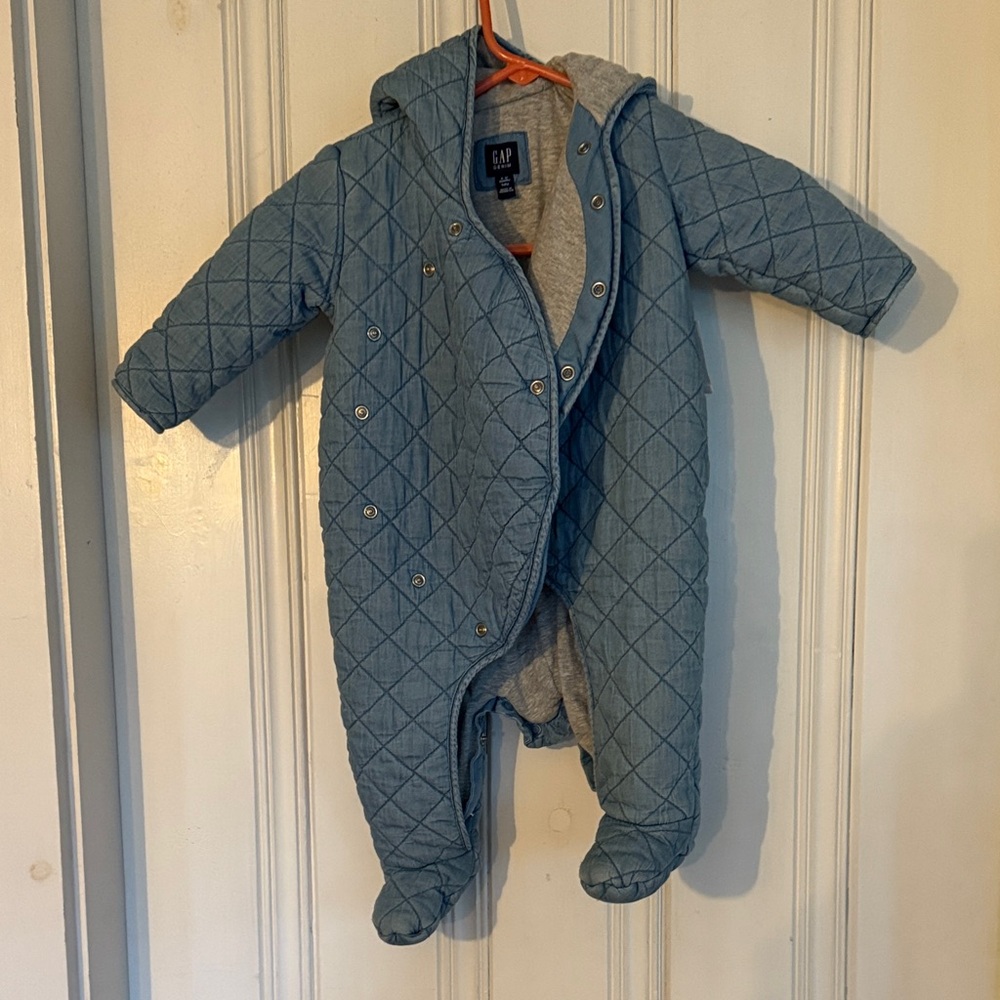 GAP Kids Quilted Blue Footie One Piece